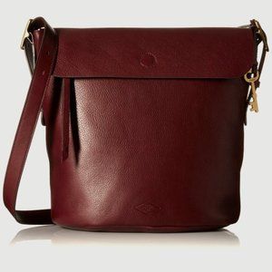 Fossil Leather Bucket Bag Maroon Wine